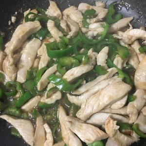 鶏胸肉で青椒肉絲